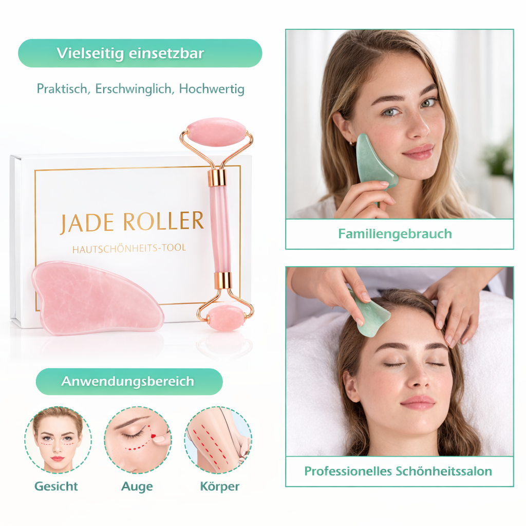 Nutze die Vorteile des Jade-Rollers für eine professionelle Hautpflege, die sowohl zu Hause als auch im Beauty-Salon angewendet werden kann