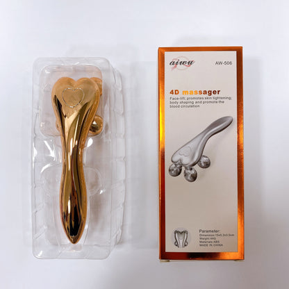 Genieße eine luxuriöse Hautpflege mit diesem goldenen 4D-Massageroller, der die Blutzirkulation fördert und deine Haut strafft.