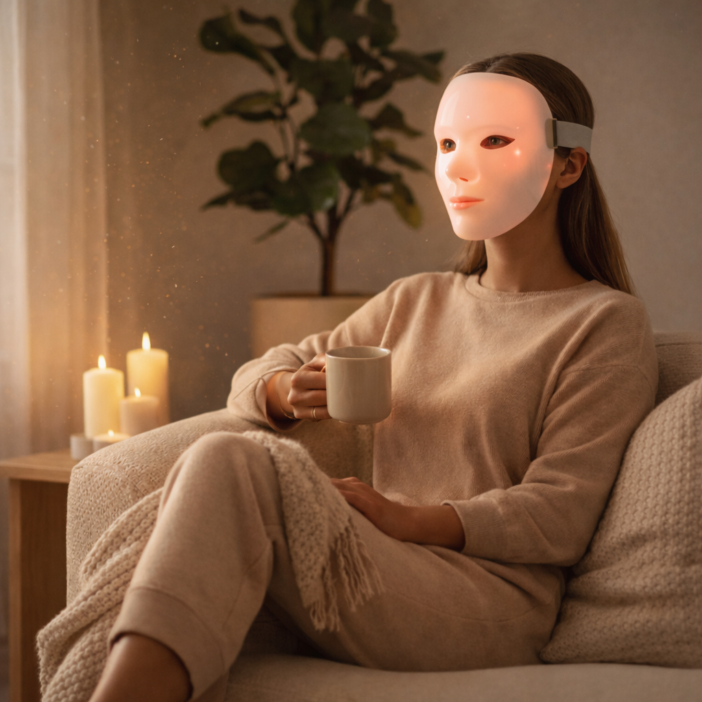 LED Beauty Maske in Anwendung – professionelle Hautpflege zu Hause